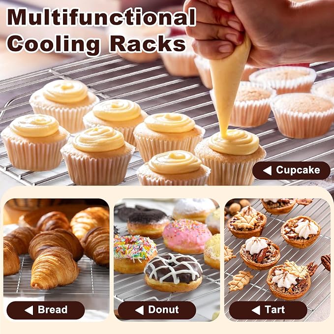 TeamFar Baking Sheet with Rack Set, 17.6/12.5/10.5 Inch Stainless Steel Cookie - Image 7