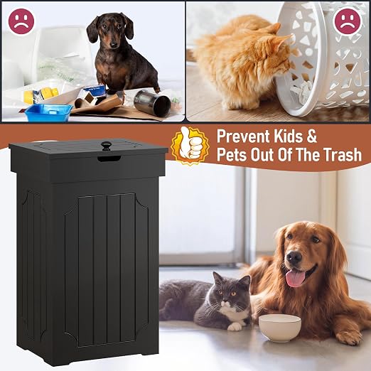 Function Home Trash Can Cabinet, 13 Gallon Kitchen Garbage Can, Wood Recycling - Image 5