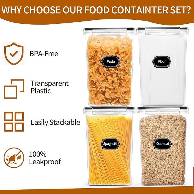 HKJ Chef 4 Pack Extra Large Airtight Food Storage Containers - Image 5