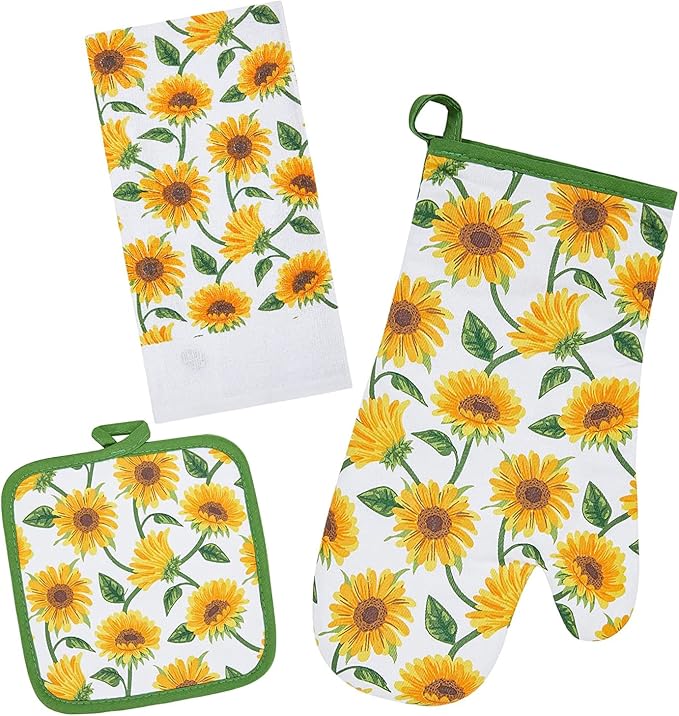 Oven Mitts and Potholders Dish Towles Set 100% Cotton by Firstall
