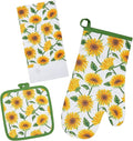 Oven Mitts and Potholders Dish Towles Set 100% Cotton by Firstall