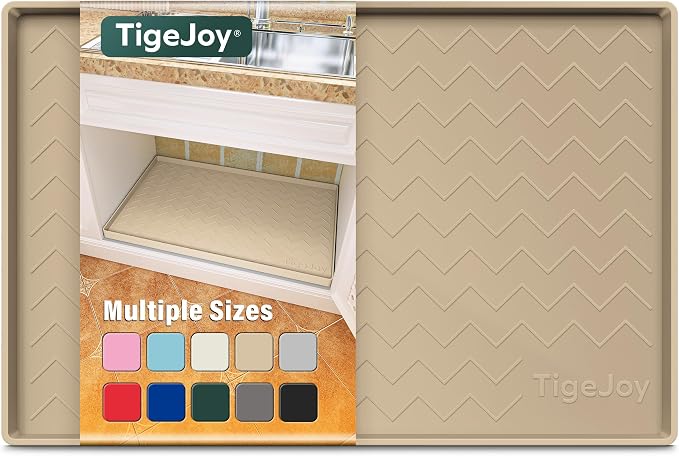 TigeJoy Under Sink Mat 28" x 22", Silicone Mats in Kitchen Bathroom Organizers by TigeJoy