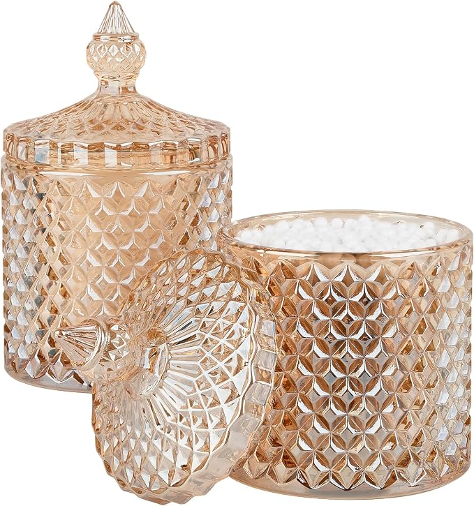 2 Pack Qtip Holder Thick Glass Apothecary Jars by rejomiik