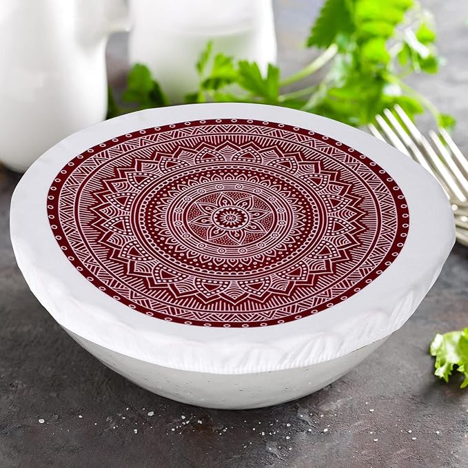 Patelai 10 Pcs Bowl Covers Reusable in 5 Size Stretch Cloth Fabric Elastic Food - Image 4