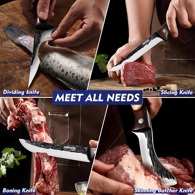 Topfeel 4PCS Hand Forged Butcher Knife Set - Image 5