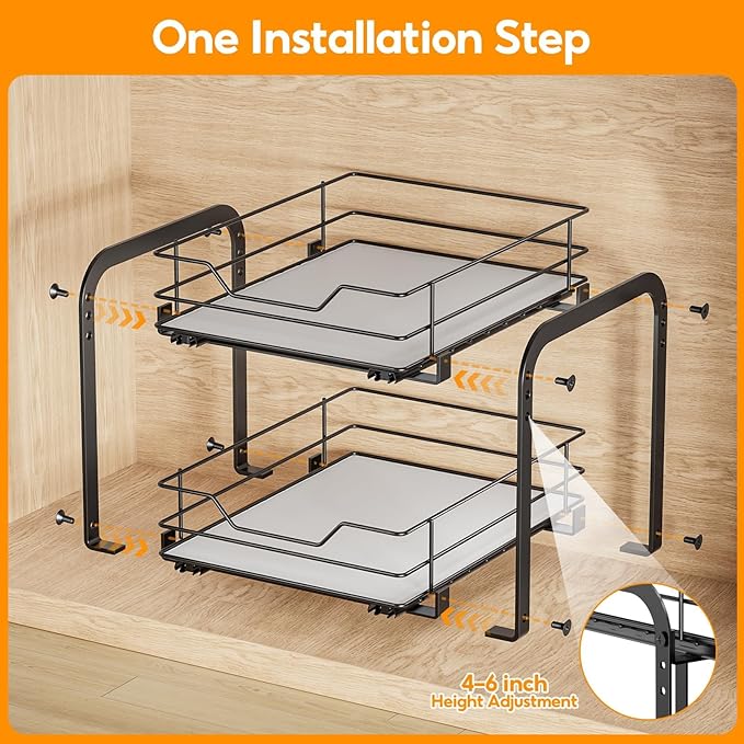 Spice Rack Organizer for Cabinet, 2 Tier Vertical Pull Out Spice Rack – Heavy - Image 7