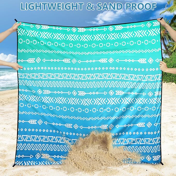 WIWIGO Beach Blanket Waterproof Sandproof Beach Mat 79" X 83"/10'x9'for 2-8 - Image 3