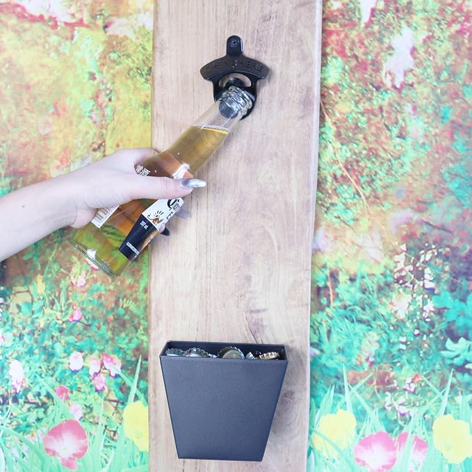 Black Beer Bottle Cap Opener Wall Mounted, Stainless Cooler Mounted Soda Top - Image 4