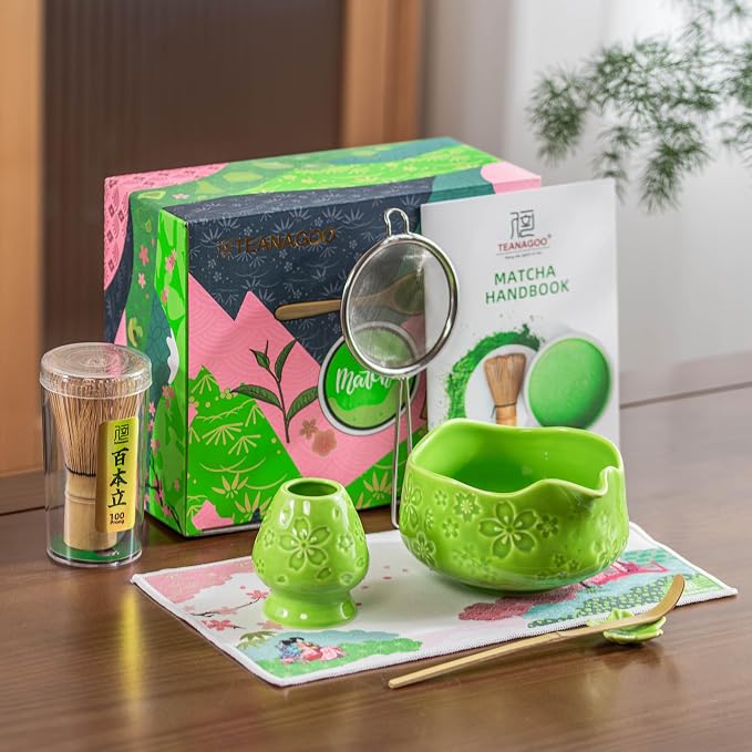 TEANAGOO 7-PCS Green Matcha Whisk Set, Complete Ceremony Start Kit, Ceramic - Image 5