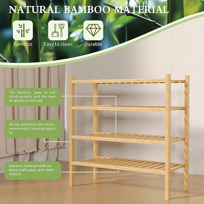 ROMGUAR CRAFT 4 Tier Bamboo Shoe Rack - Image 5
