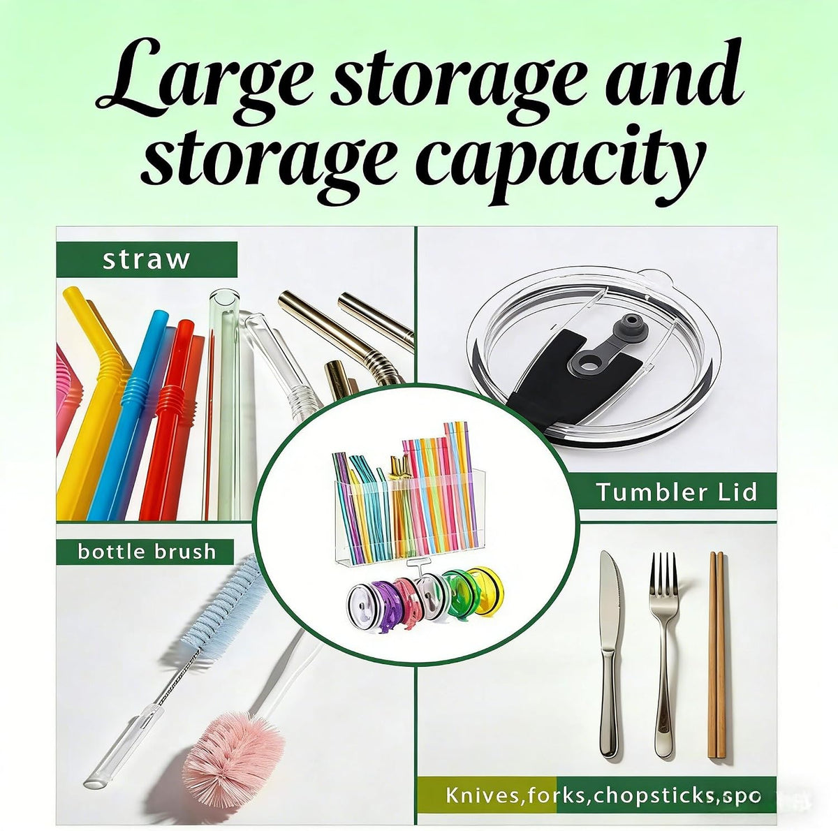 10''Acrylic Straw Holder for Cabinet Door with Tumbler Straw