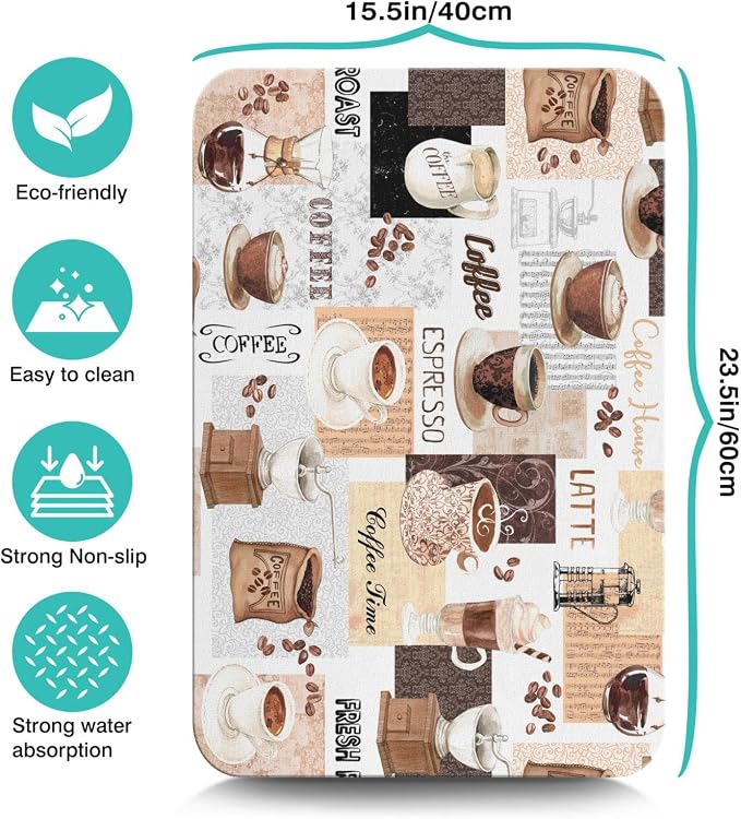Coffee Mat 23inx15in, Absorbent Hide Stain Anti-Slip Coffee Bar Accessories - Image 5
