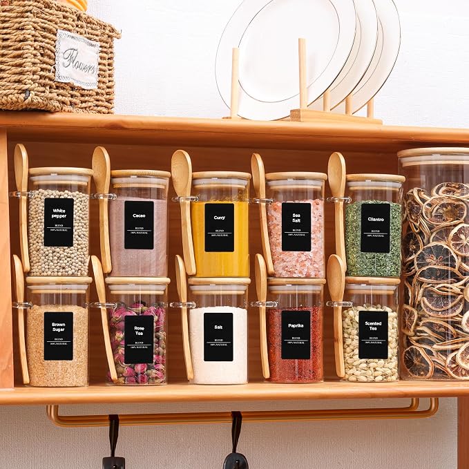 ComSaf 12 Pcs Glass Spice Jars and Spoons, 8oz Glass Containers - Image 7