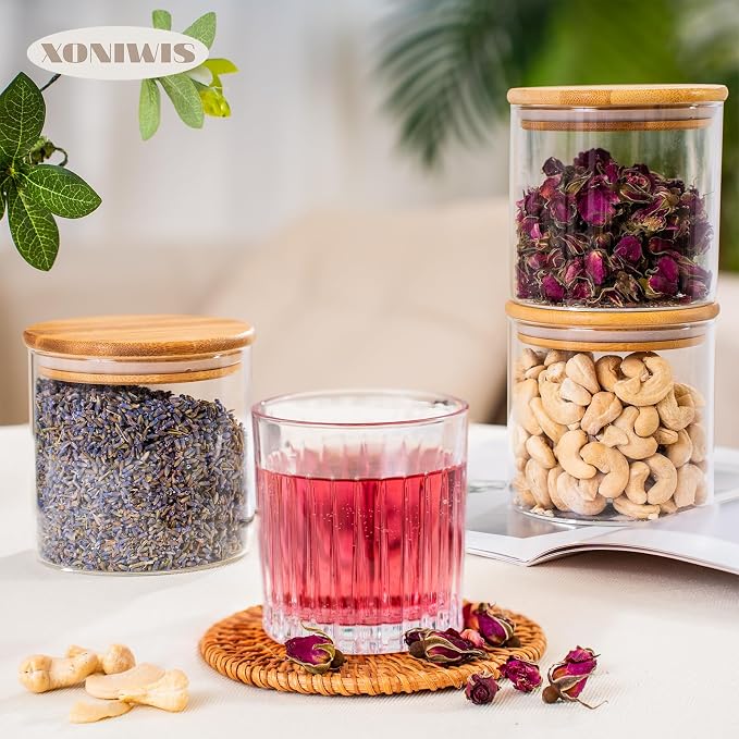 20oz 6PCS Round Airtight Glass Food Storage Jars, Stackable Spice Jar, Small - Image 7