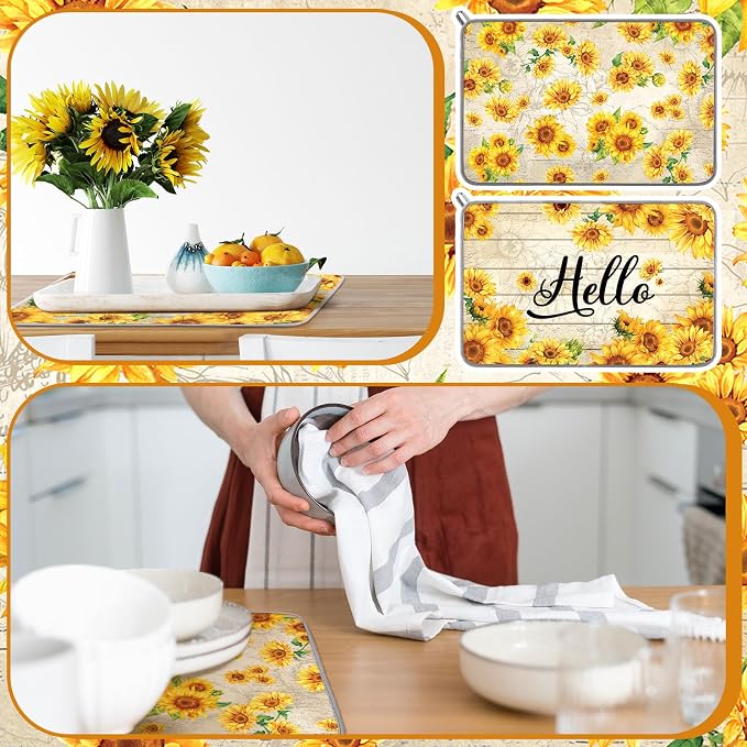 Zonon Dish Drying Mat for Kitchen Counter 16 x 24 Microfiber Absorbent Dish - Image 4
