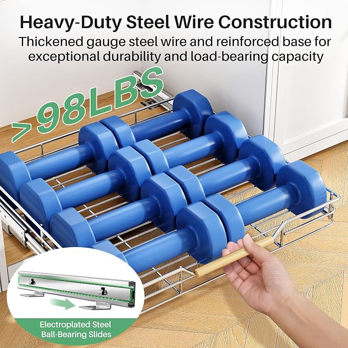 Pull out Cabinet Organizer, Heavy Duty Smooth Sliding Under Cabinet Shelves - Image 6