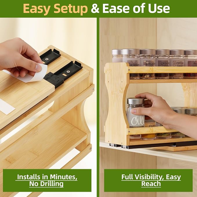 BAMEOS Pull Out Spice Rack Organizer - Image 6