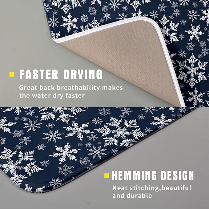 Christmas Dish Drying Mat for Kitchen Counter 18x16 Inch Xmas Snowflake Drying - Image 5