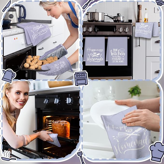 Sratte 6 Pcs Kitchen Decor Accessories Set Farmhouse Towels Pot Holders Oven - Image 5