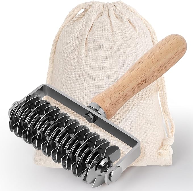 Pastry Lattice Roller Cutter, Stainless Steel Lattice Dough Cutter Wood Handle by Unknown
