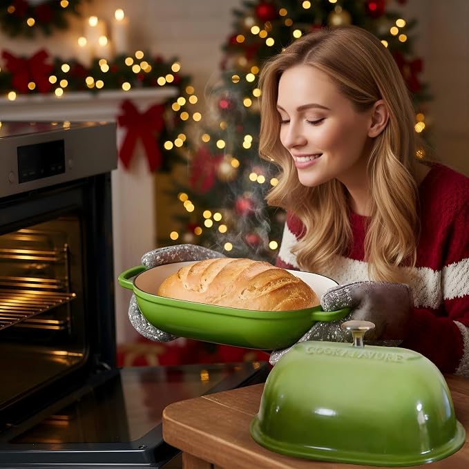 Cast Iron Bread Oven, 6 QT Bread Oven, Thick Enameled Loaf Pan - Image 3