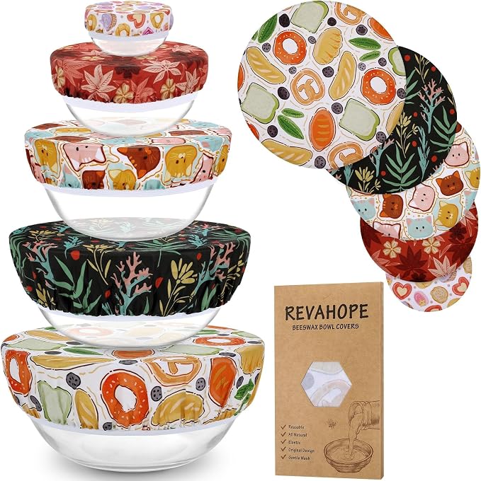 5-Size Reusable Beeswax Bowl Covers by Revahope