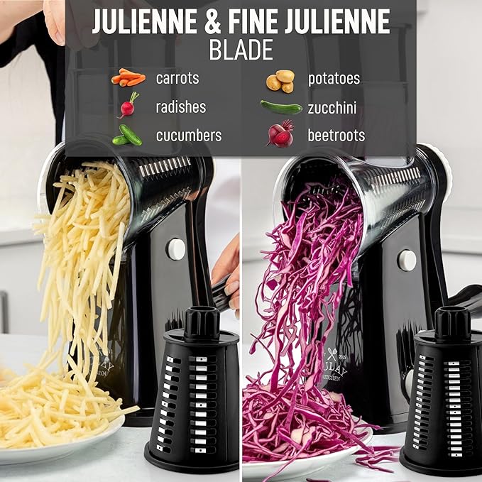 Zulay Kitchen Rotary Cheese Grater 5 Blade Cheese Shredder - Image 6