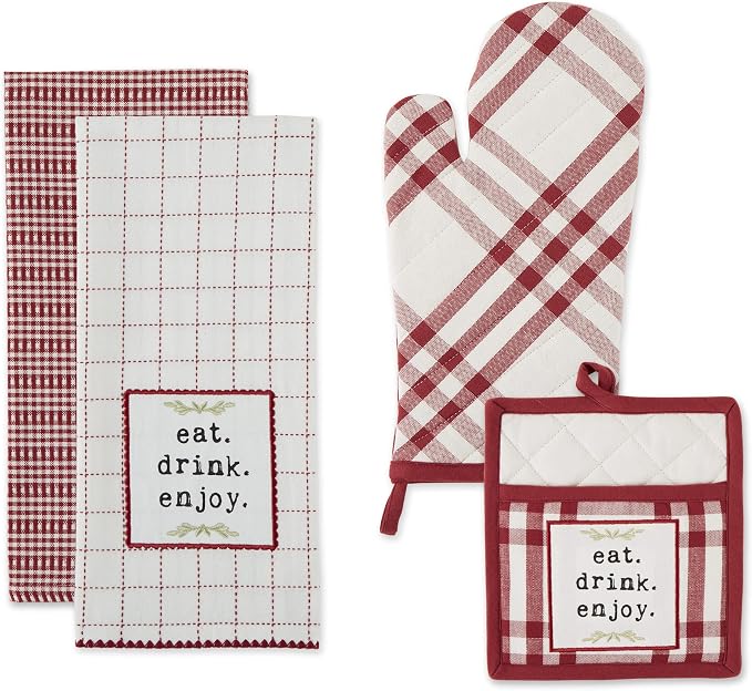 DII Home Sweet Farmhouse Kitchen Collection, Potholder/Oven Mitt/Dishtowel Set - Image 2