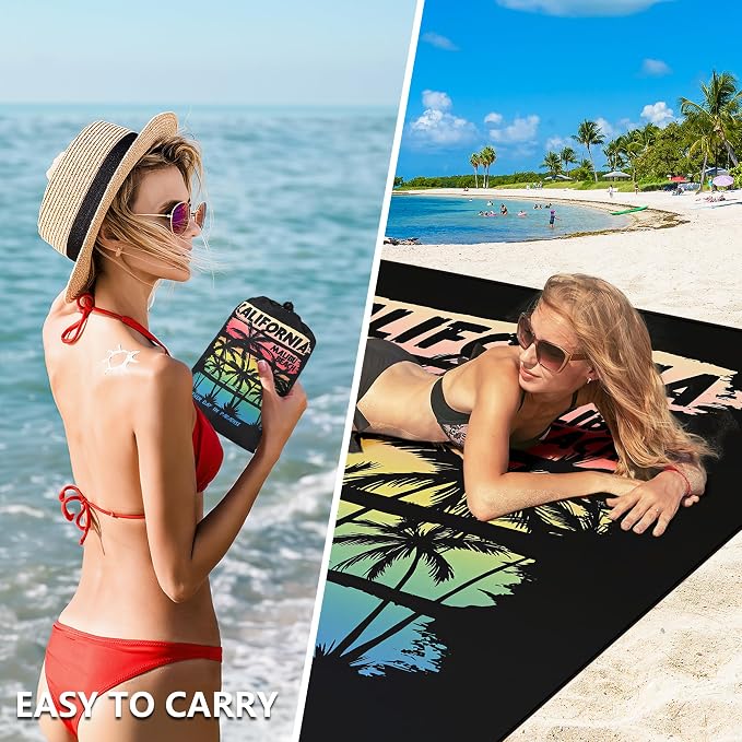 HIHOHO Beach Blanket Waterproof Sandproof Extra Large Beach Mat 79" X - Image 4