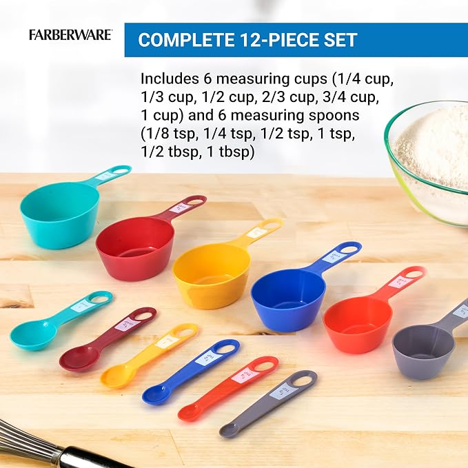 Farberware 12-Piece Measuring Cup and Spoon Set – Color-Coded Kitchen Measuring - Image 4