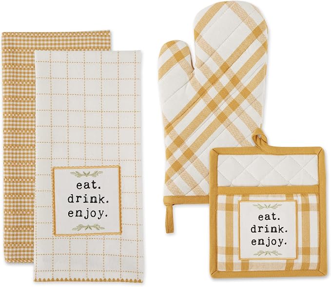DII Home Sweet Farmhouse Kitchen Collection, Potholder/Oven Mitt/Dishtowel Set - Image 2