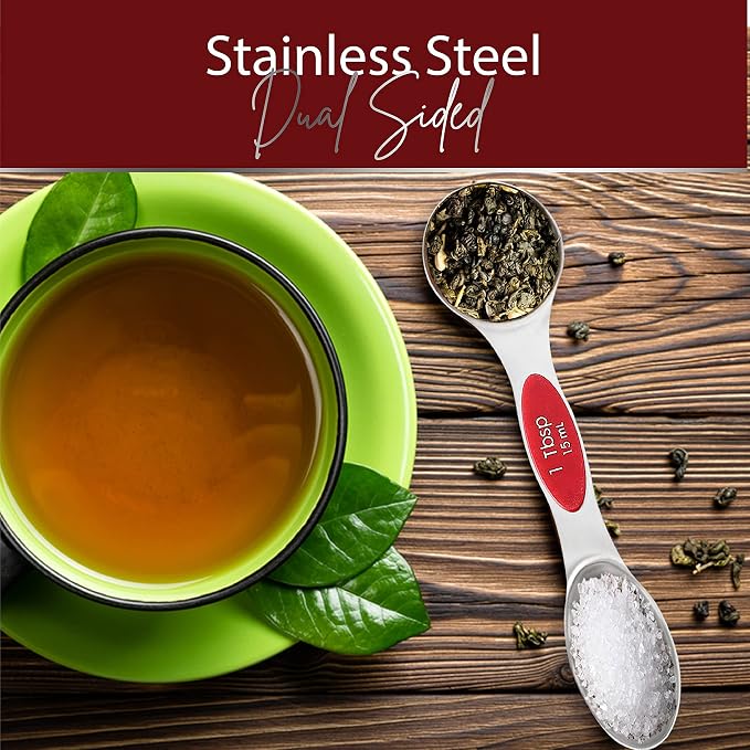Magnetic Measuring Spoons Set of 9 Stainless Steel Dual-Sided Stackable - Image 2