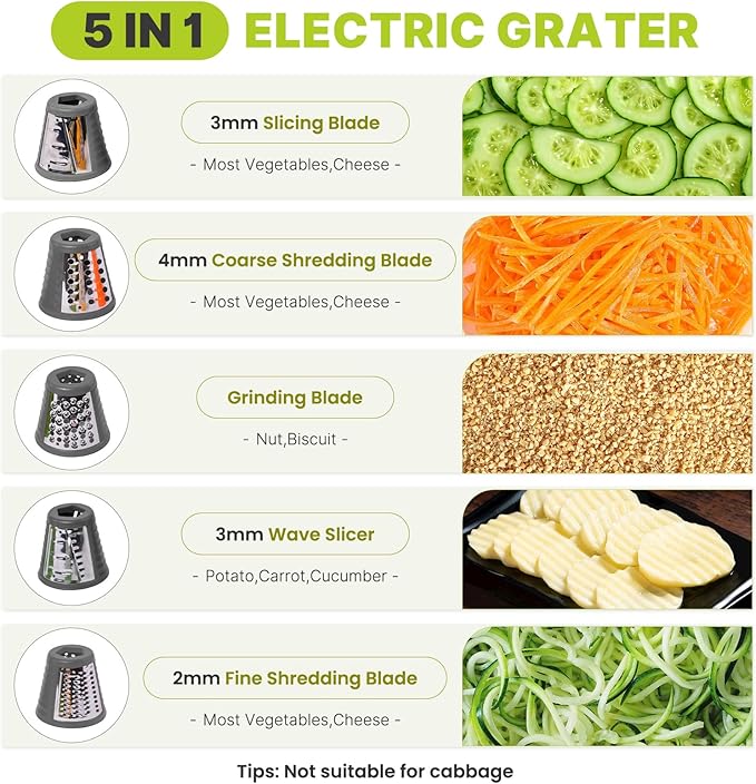 Mokero 5 in 1 Electric Cheese Grater - Image 2