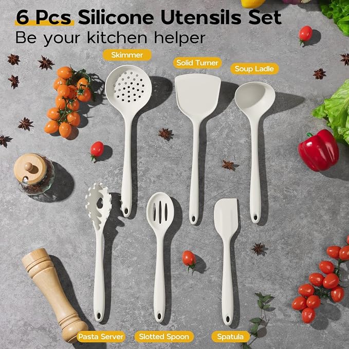 Onader Silicone Cooking Utensils Set, 6 Pieces Kitchen Utensils - Image 2