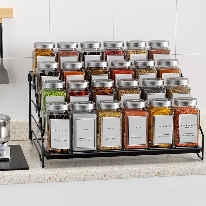 BOIVSHI 4 Tier Spice Rack for Cabinet, Spice Rack Organizer, Depth Adjustable - Image 7