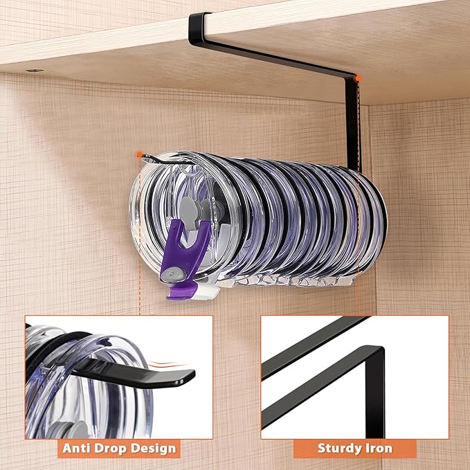 2 Pack Tumbler Lid Organizer, Horizontal Tumbler Lid Storage Hook to Hold Up 20 - Image 4