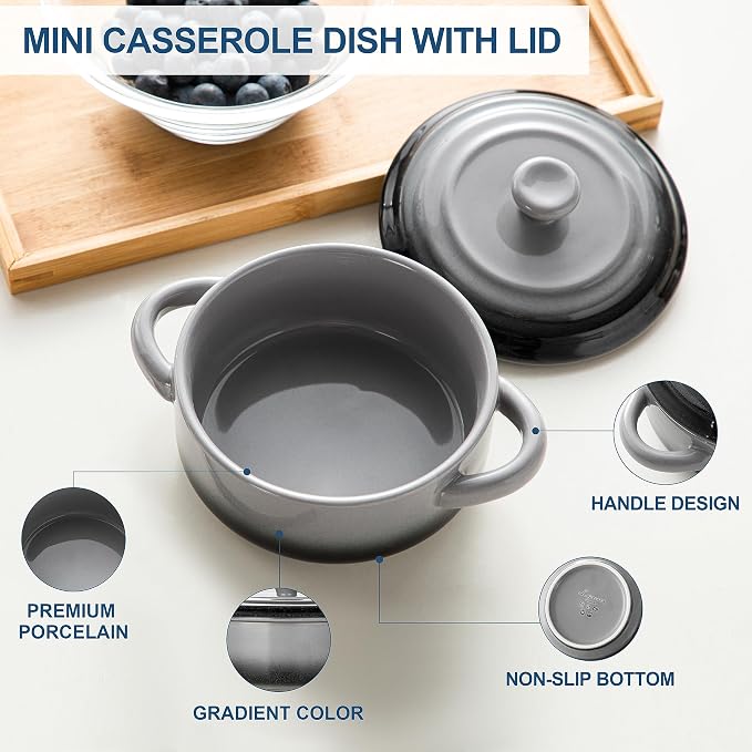LOVECASA Mini Cocotte with Lid, 12 OZ Small Casserole Dish - Image 7
