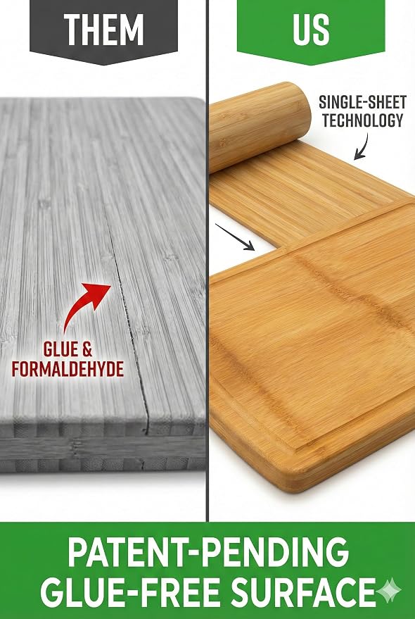 GREENER CHEF Glue-Free Surface Organic Bamboo Wood Cutting Board 3-Piece Set – - Image 2