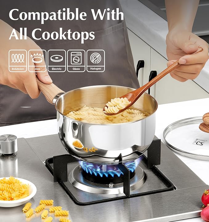 KOCH SYSTEME CS Stainless Steel Saucepan 6PCS, Stainless Steel Pot 1.5QT & 2QT - Image 4