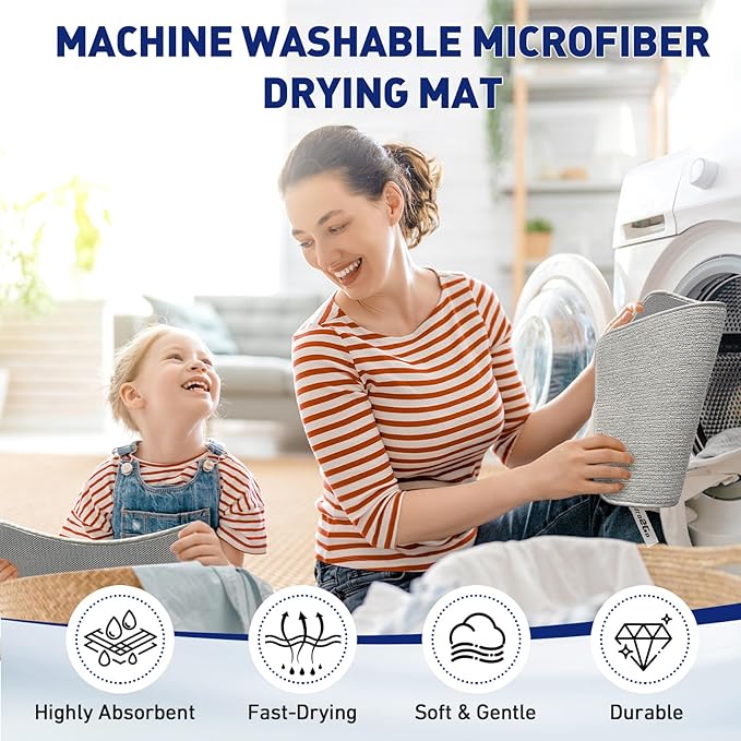 14.6*11.8 inch Microfiber Dish Drying Mat, 2 Compact Ultra Absorbent Dish Mat - Image 5