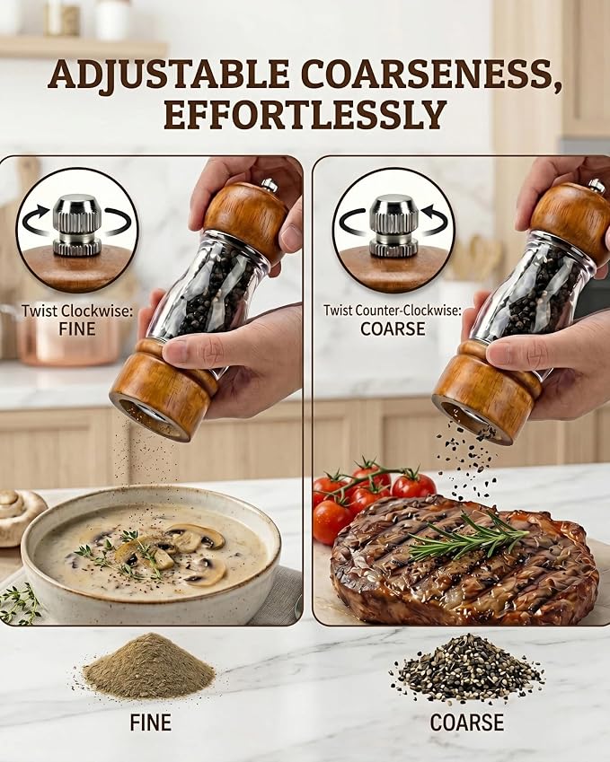Wooden Salt and Pepper Grinder Set - Image 3