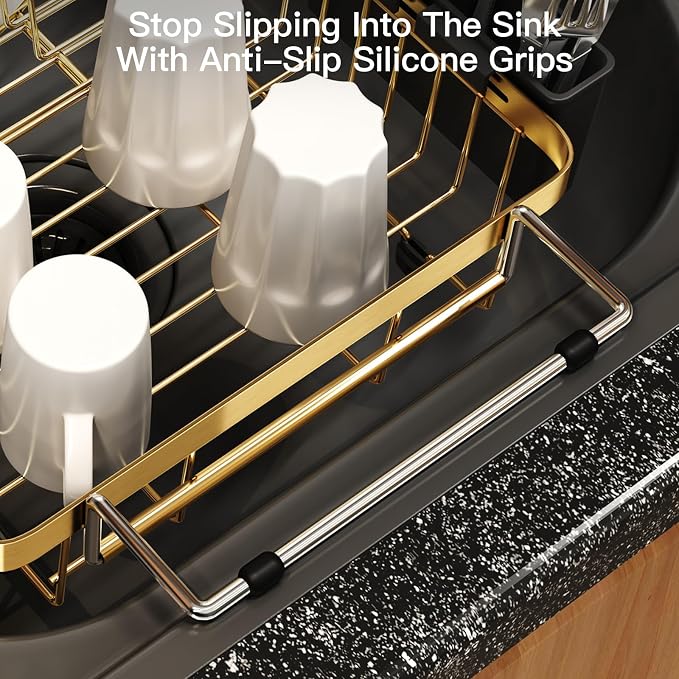 MAJALiS Dish Drying Rack Over The Sink, Expandable Stainless Steel Dish Drainer - Image 6