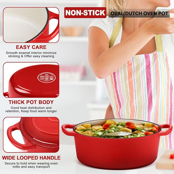 E-far 7QT Oval Dutch Oven Pot - Image 3