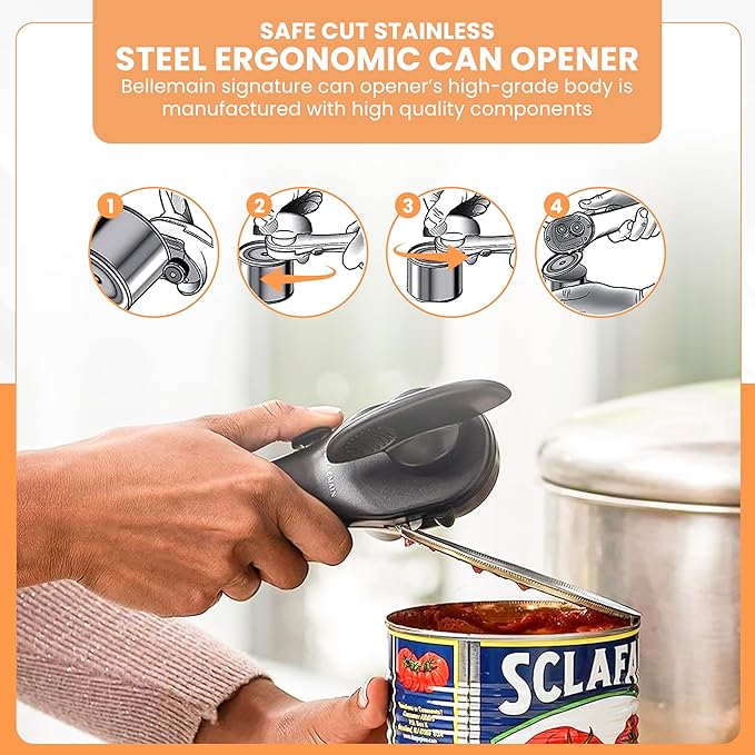 Bellemain- Safe Cut Stainless Steel Ergonomic Can Opener, Smooth Edge Perfect - Image 6