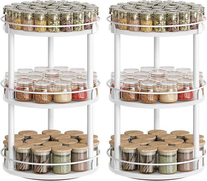 YATINEY Spice Rack, 3-Tier Turntable Organizer - Image 8