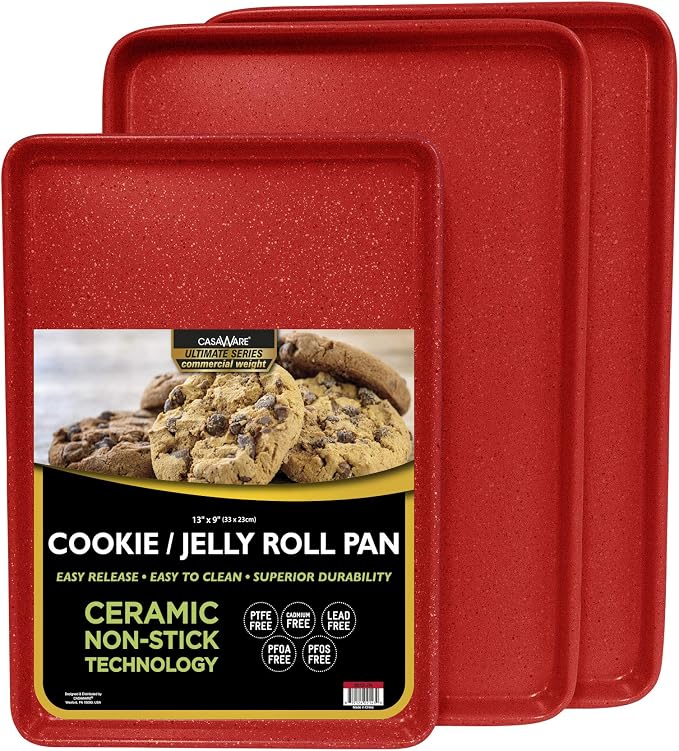 casaWare 3pc Ultimate Commercial Weight Cookie Sheet Set, Two 15 x 10-Inch Pans by casaWare