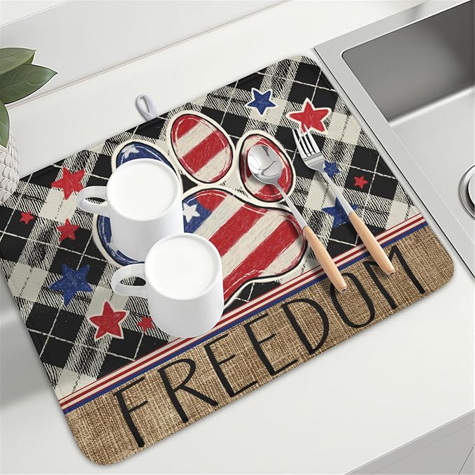 4th of July Dish Drying Mat 24x18 Inch, Patriotic Drying Mat - Image 8