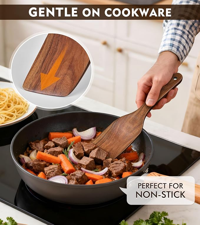 4Pcs Wooden Spatula for Cooking, Acacia Wooden Spatula for Kitchen Use - Image 4