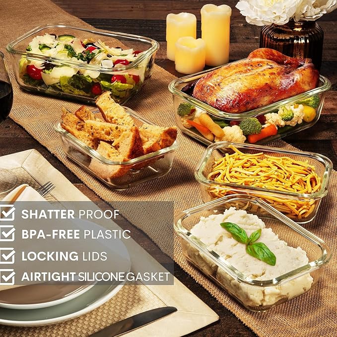 Razab 4 Pc Airtight Large Glass Food Storage Containers - Image 6