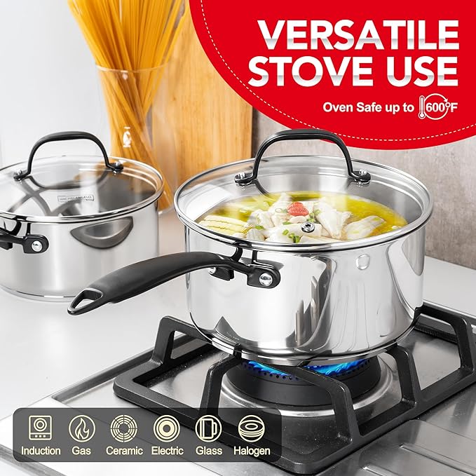 MICHELANGELO Tri-Ply Stainless Steel Saucepan - Image 6